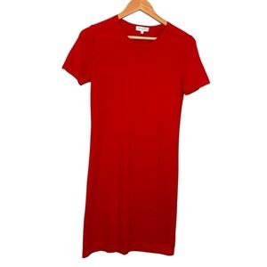 Eric Bompard Women Cashmere Red Short Sleeve Mini Dress Medium Classic Designer